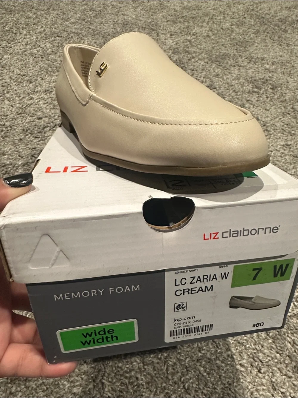 Liz Claiborne Cream Women’s Slip-On Loafer with Gold Accent